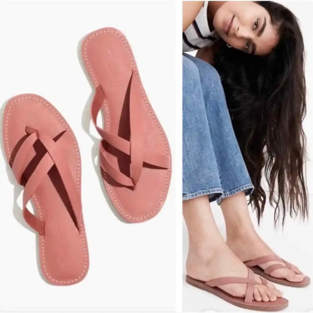 Madewell The Boardwalk Leather Flat Sandals Size 6 NWOB - Picture 1 of 7